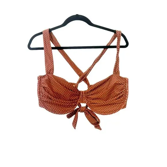 J. Crew Ruched Underwire Bikini Top Polka Dot Size 42DD NWT